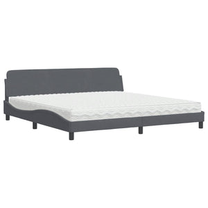 Letto con Materasso Grigio Scuro 200x200 cm Velluto 3208472