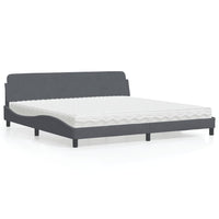 Letto con Materasso Grigio Scuro 200x200 cm Velluto 3208472