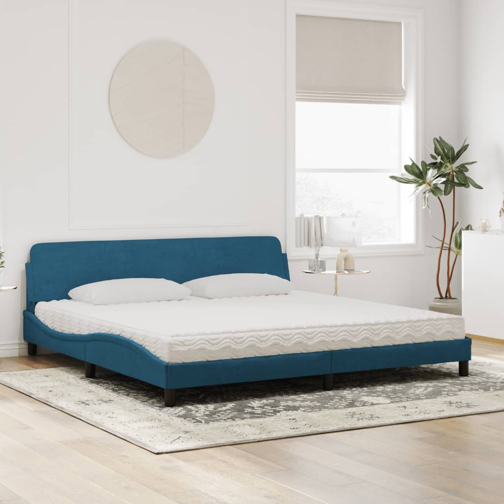 Letto con Materasso Blu 200x200 cm Velluto 3208475