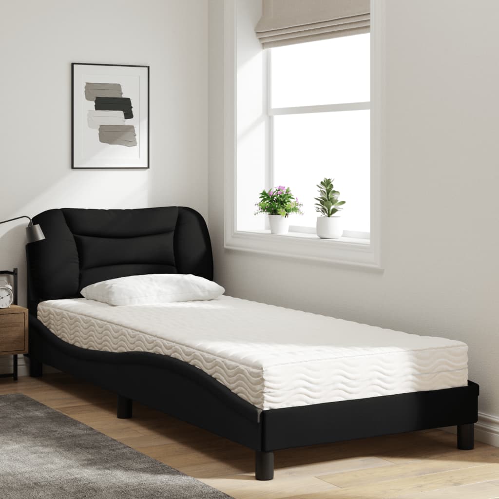 Letto con Materasso Nero 80x200 cm in Tessuto 3208494