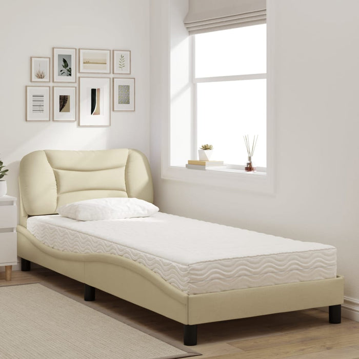 Letto con Materasso Crema 80x200 cm in Tessuto 3208497