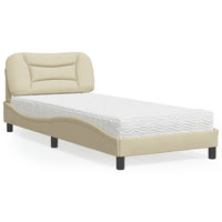 Letto con Materasso Crema 80x200 cm in Tessuto 3208497