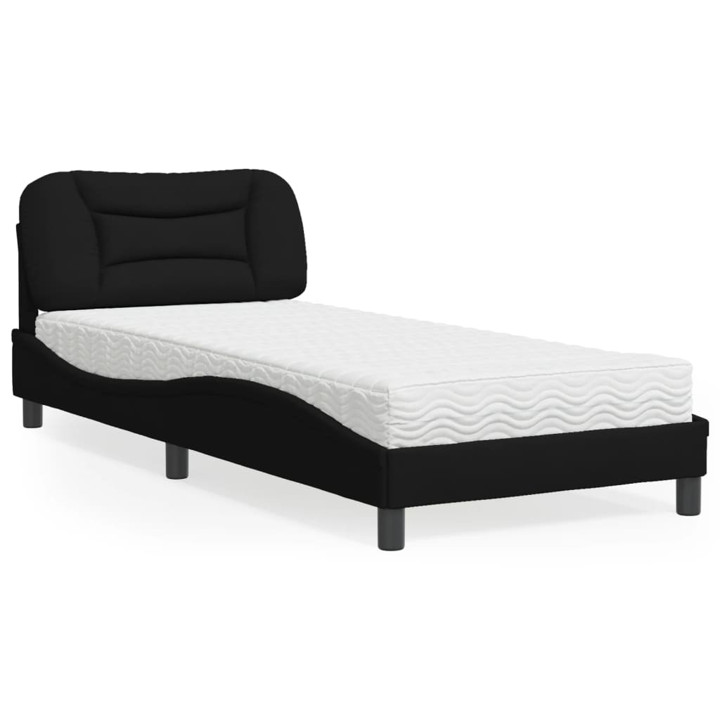 Letto con Materasso Nero 90x190 cm in Tessuto 3208501