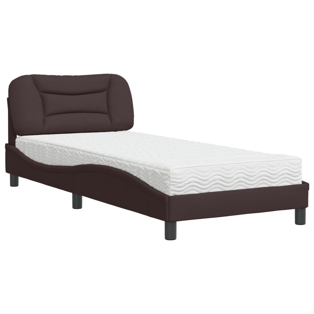 Letto con Materasso Marrone Scuro 90x190 cm in Tessuto 3208502