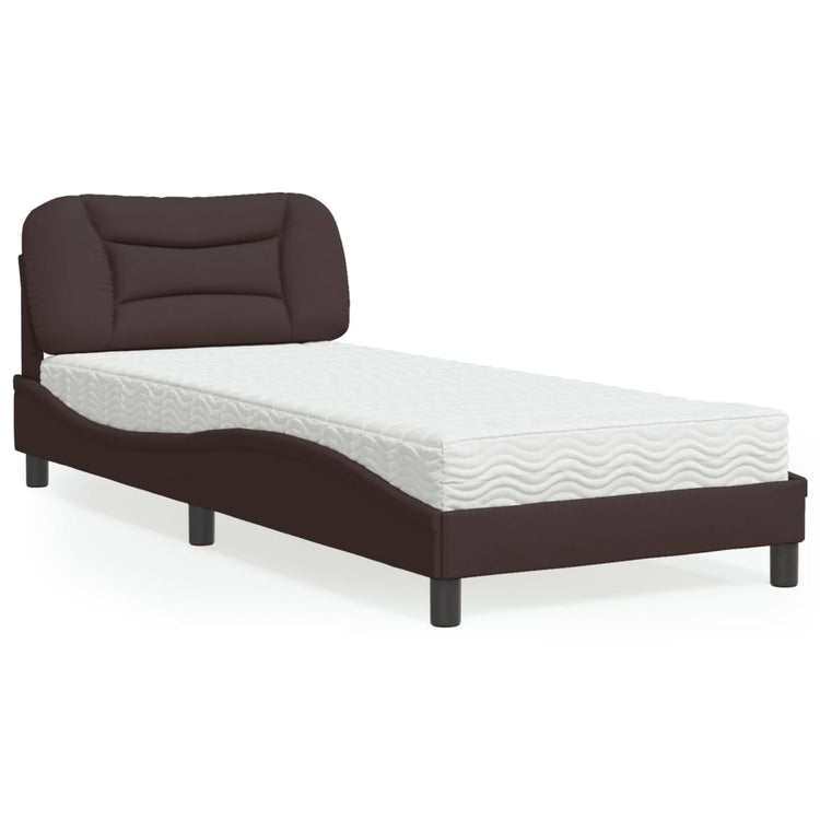 Letto con Materasso Marrone Scuro 90x190 cm in Tessuto 3208502