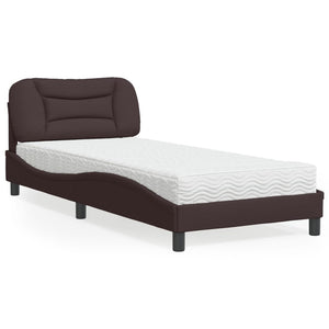 Letto con Materasso Marrone Scuro 90x200 cm in Tessuto 3208509