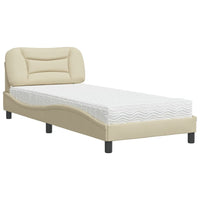 Letto con Materasso Crema 90x200 cm in Tessuto 3208511