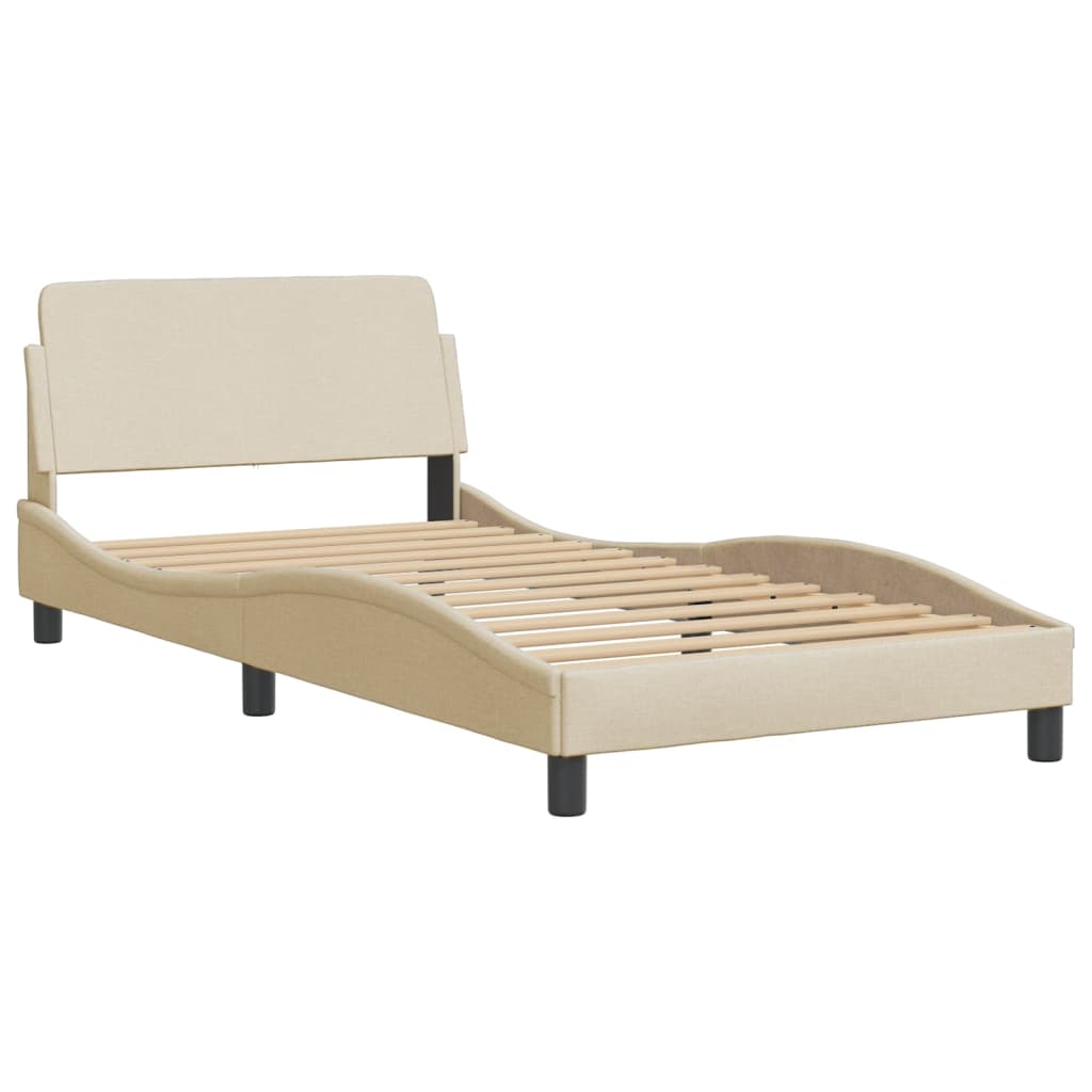 Letto con Materasso Crema 100x200 cm in Tessuto 3208518