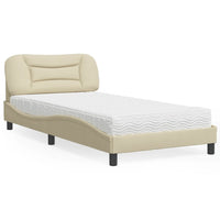 Letto con Materasso Crema 100x200 cm in Tessuto 3208518