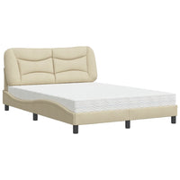 Letto con Materasso Crema 120x200 cm in Tessuto 3208525