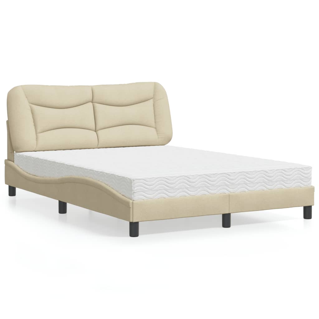 Letto con Materasso Crema 120x200 cm in Tessuto 3208525