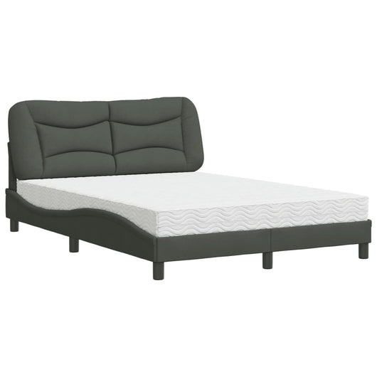 Letto con Materasso Grigio Scuro 140x190 cm Tessuto 3208528