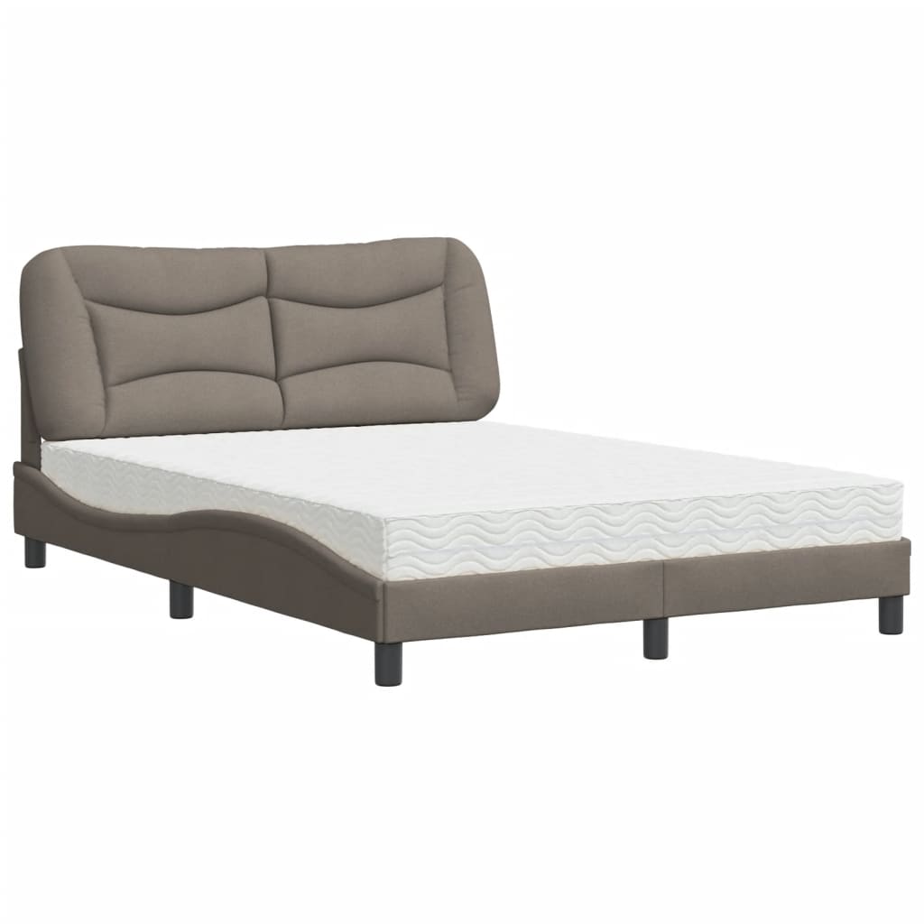 Letto con Materasso Tortora 140x190 cm in Tessuto 3208531