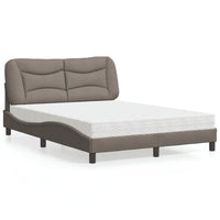 Letto con Materasso Tortora 140x190 cm in Tessuto 3208531