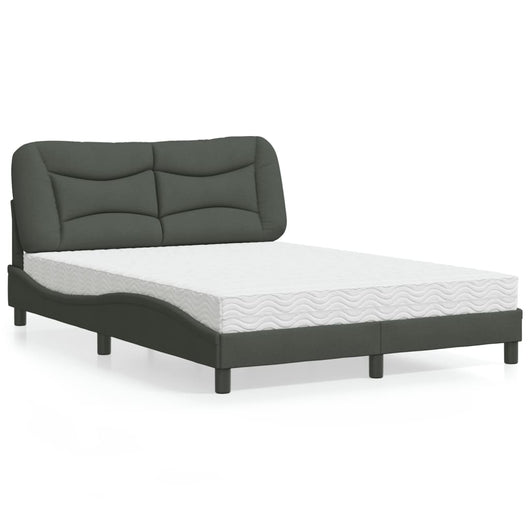 Letto con Materasso Grigio Scuro 140x200cm Tessuto 3208535