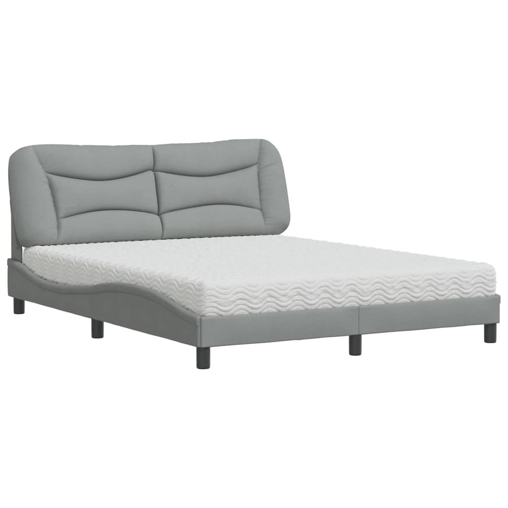 Letto con Materasso Grigio Chiaro160x200 cm Tessuto 3208541