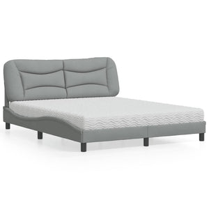 Letto con Materasso Grigio Chiaro160x200 cm Tessuto 3208541