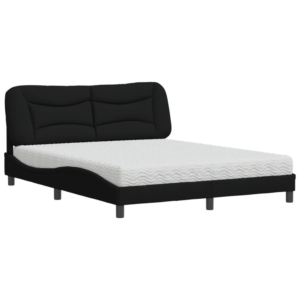 Letto con Materasso Nero 160x200 cm in Tessuto 3208543