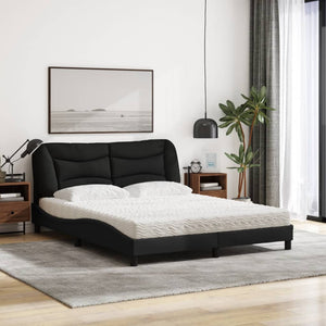 Letto con Materasso Nero 160x200 cm in Tessuto 3208543