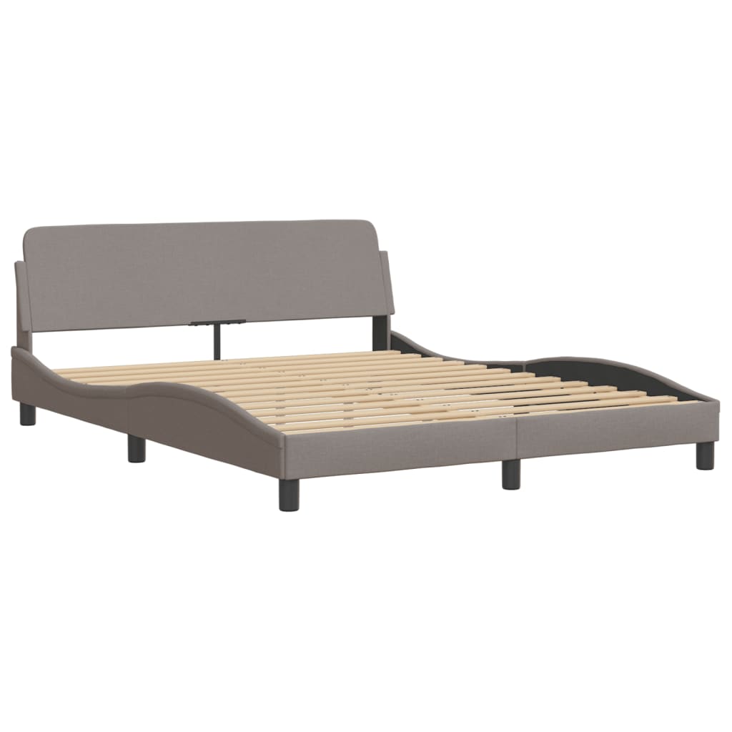 Letto con Materasso Tortora 160x200 cm in Tessuto 3208545