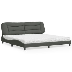 Letto con Materasso Grigio Scuro 200x200 cm in Tessuto 3208556