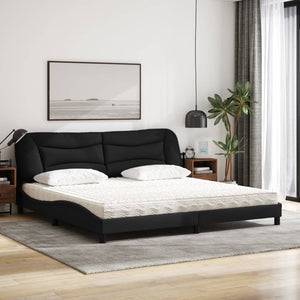 Letto con Materasso Nero 200x200 cm in Tessuto 3208557