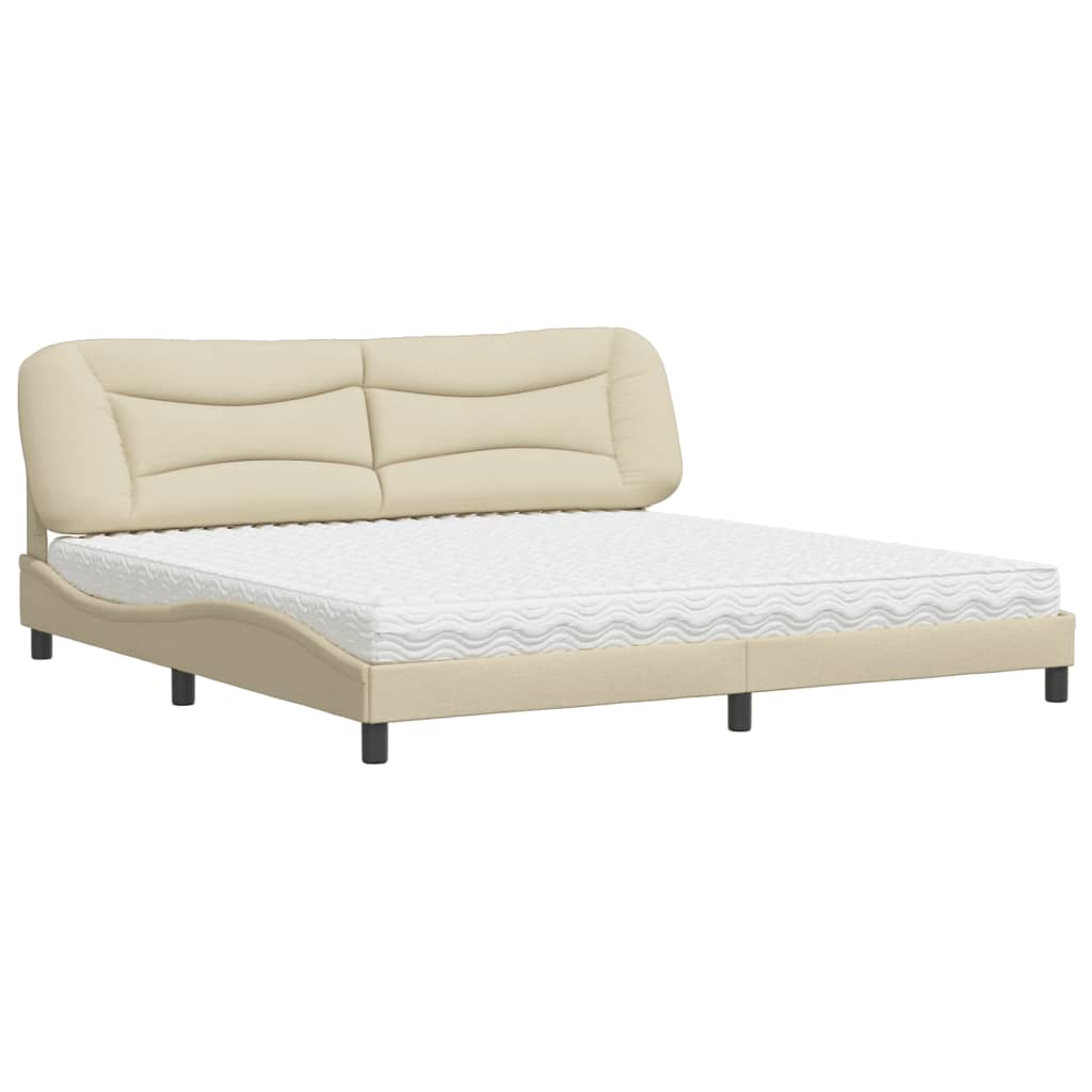 Letto con Materasso Crema 200x200 cm in Tessuto 3208560