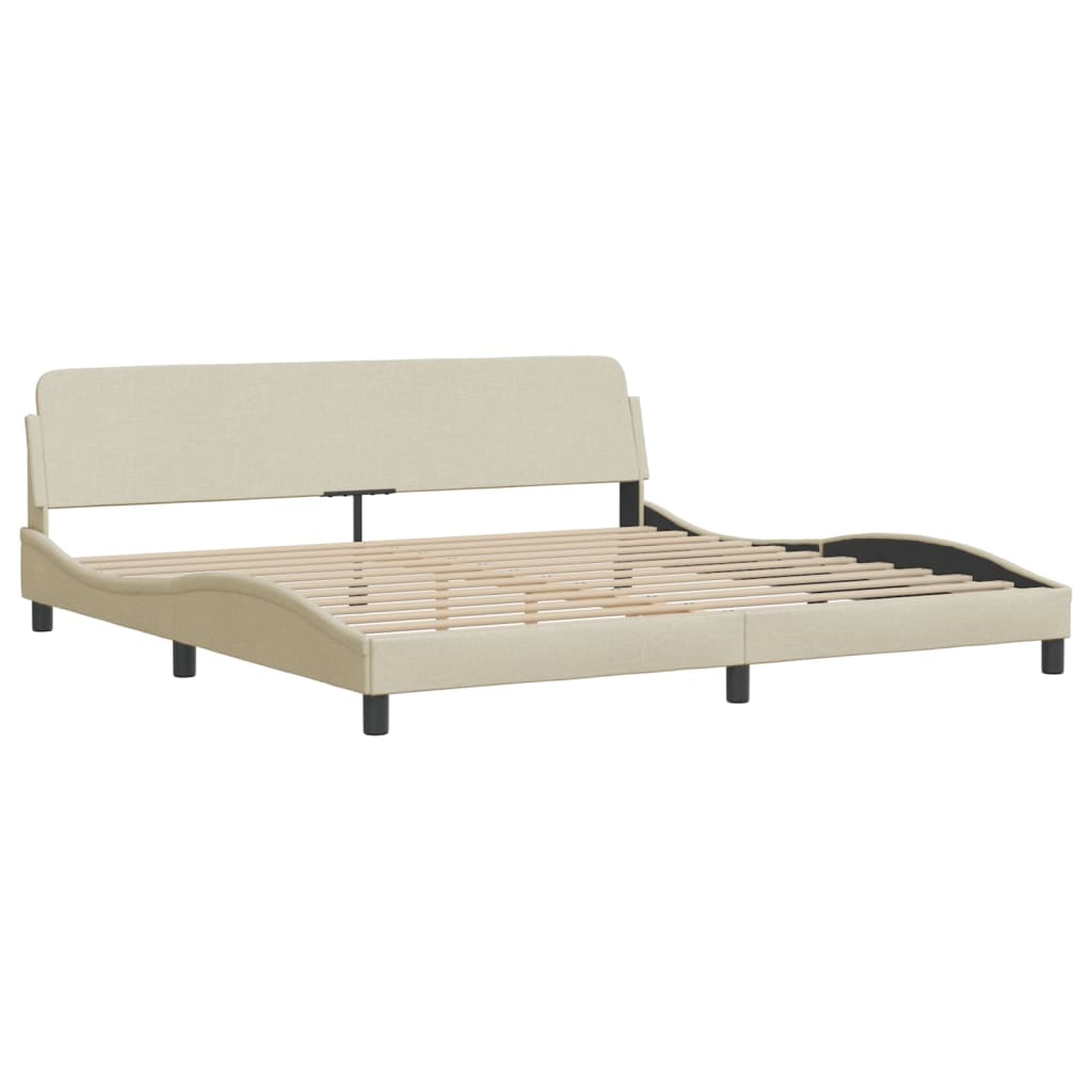 Letto con Materasso Crema 200x200 cm in Tessuto 3208560