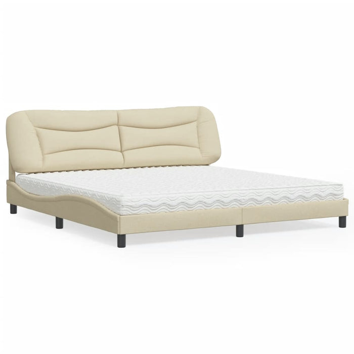 Letto con Materasso Crema 200x200 cm in Tessuto 3208560