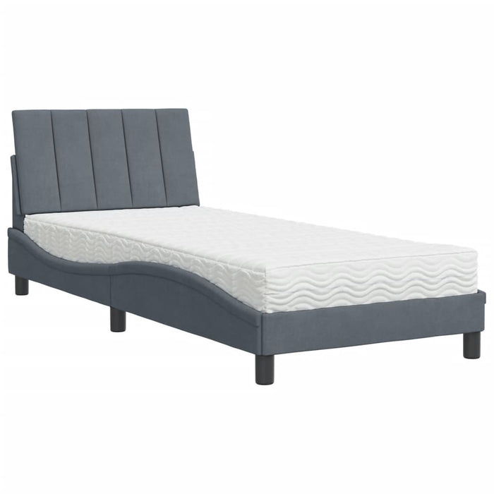 Letto con Materasso Grigio Scuro 80x200 cm in Velluto 3208563