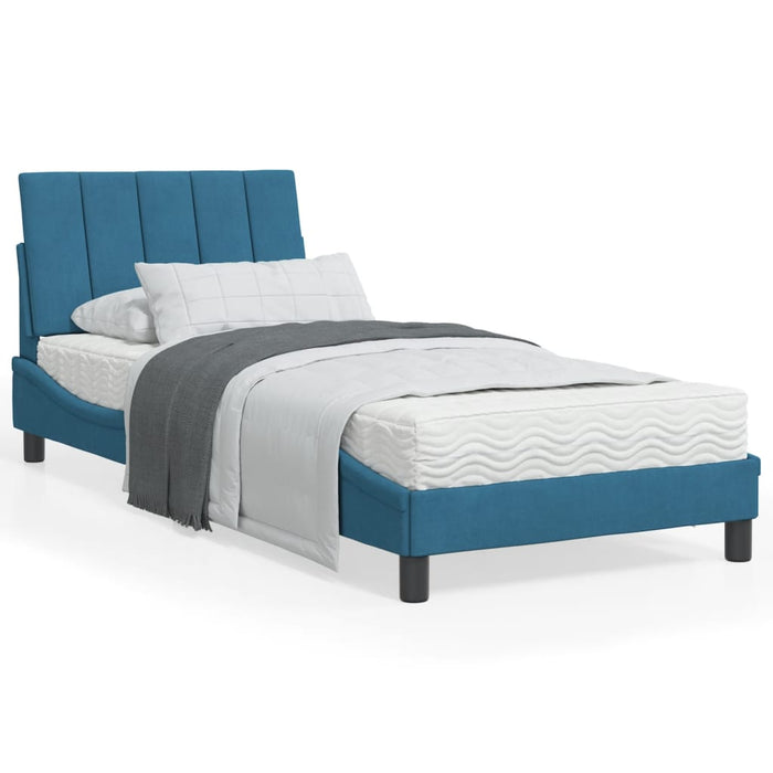 Letto con Materasso Blu 90x200 cm in Velluto 3208578