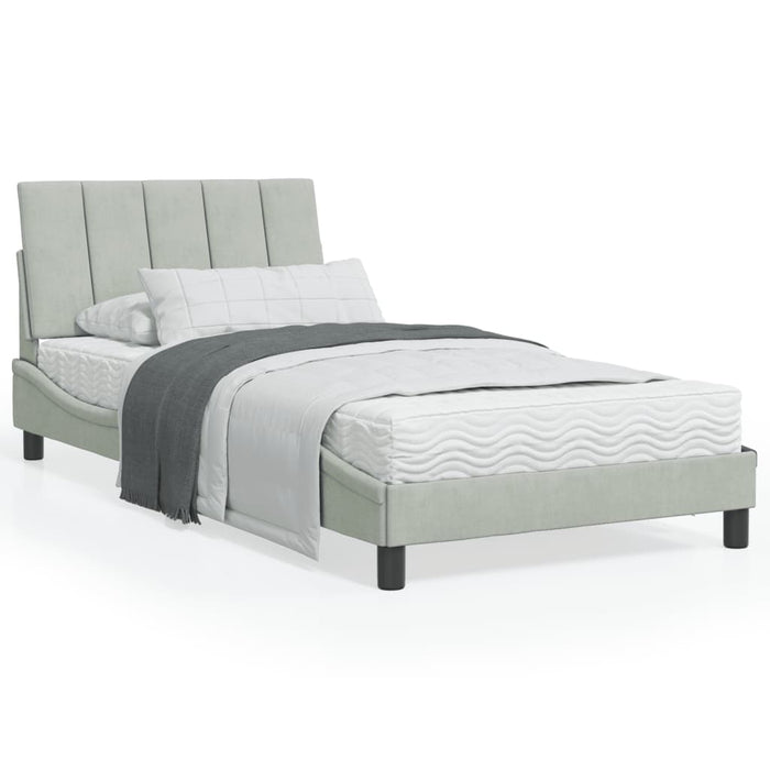 Letto con Materasso Grigio Chiaro 100x200 cm in Velluto 3208580