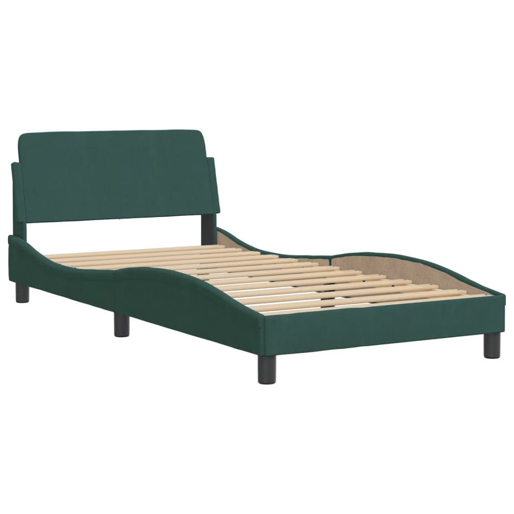 Letto con Materasso Verde Scuro 100x200 cm in Velluto 3208583