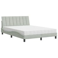 Letto con Materasso Grigio Chiaro 140x190 cm in Velluto 3208592