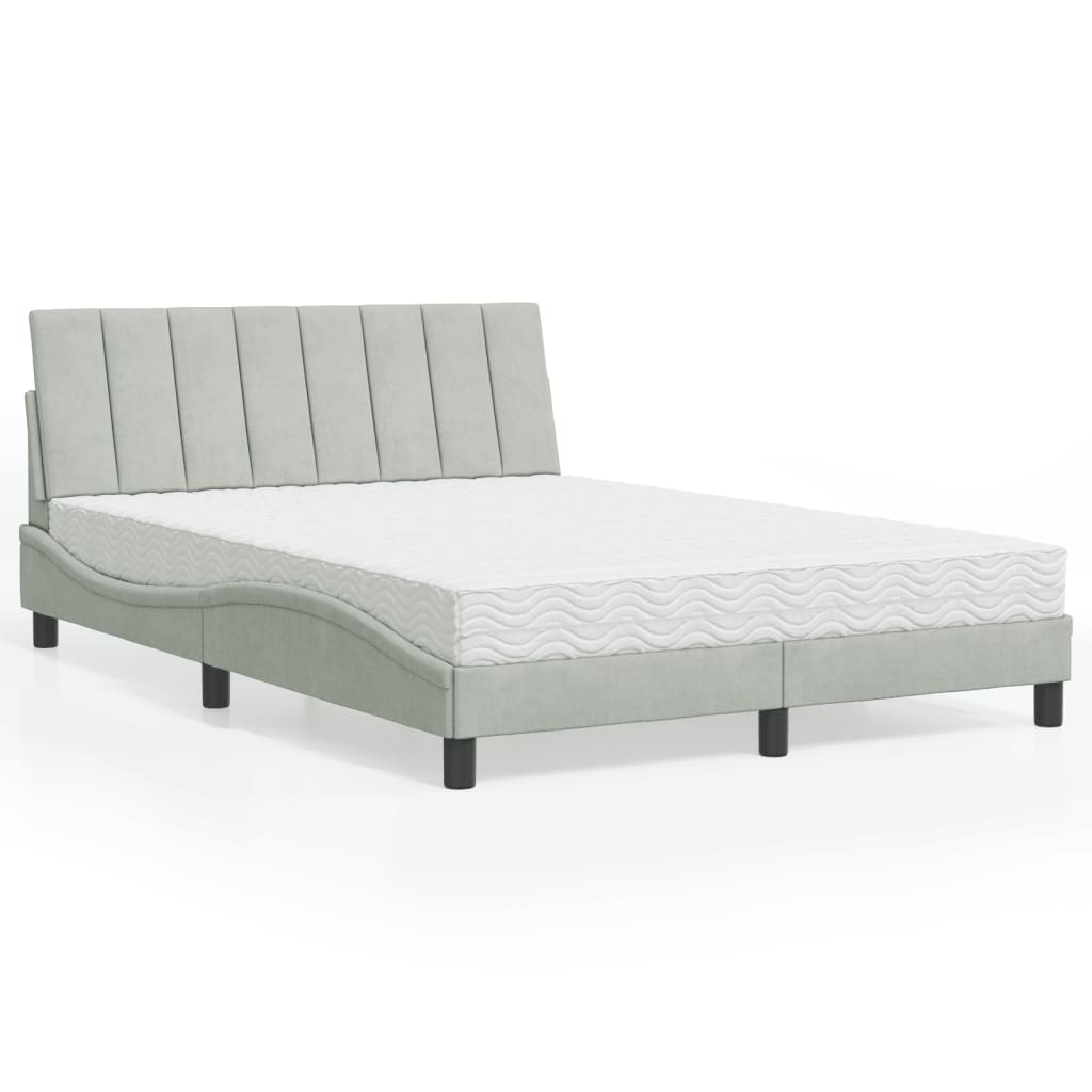 Letto con Materasso Grigio Chiaro 140x190 cm in Velluto 3208592