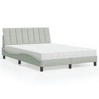 Letto con Materasso Grigio Chiaro 140x190 cm in Velluto 3208592