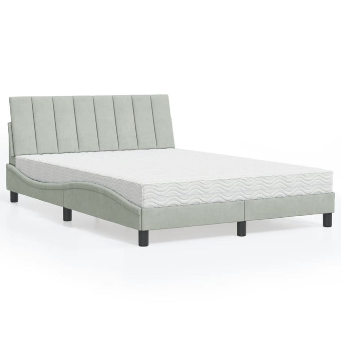 Letto con Materasso Grigio Chiaro 140x200 cm in Velluto 3208598