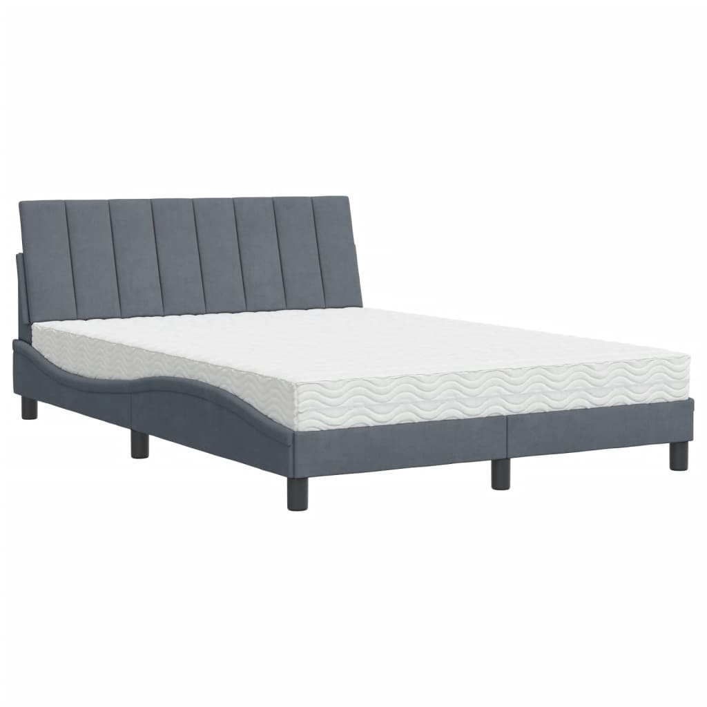 Letto con Materasso Grigio Scuro 140x200 cm in Velluto 3208599