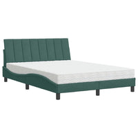 Letto con Materasso Verde Scuro 140x200 cm in Velluto 3208601