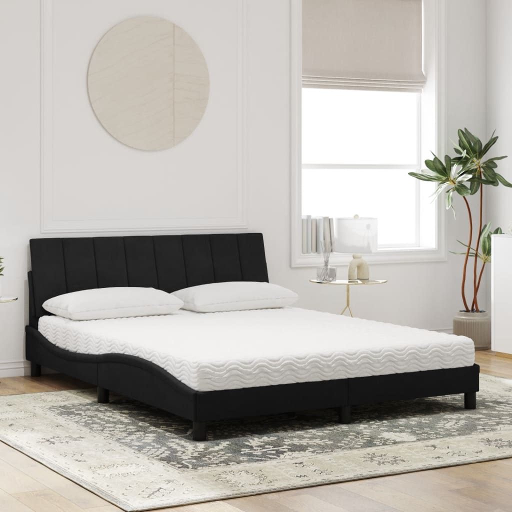 Letto con Materasso Nero 160x200 cm in Velluto 3208606