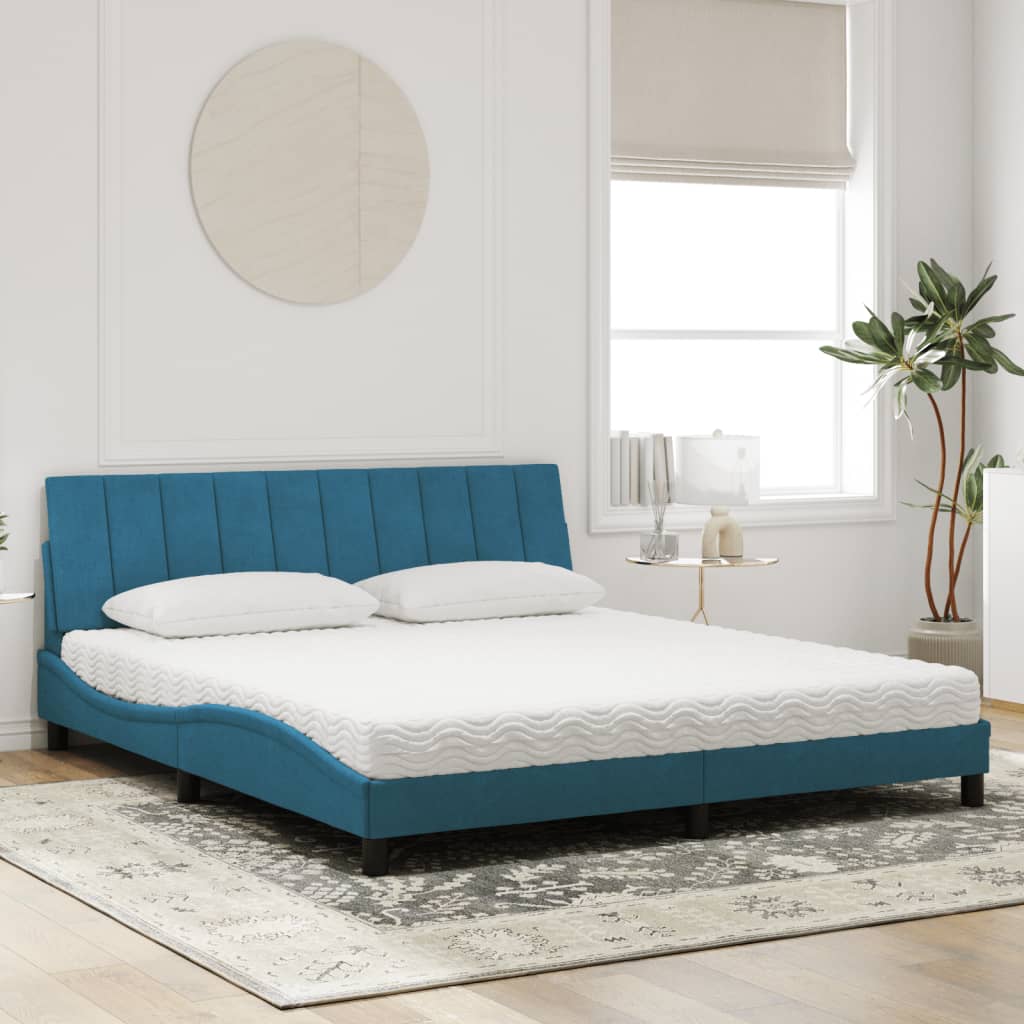 Letto con Materasso Blu 180x200 cm in Velluto 3208614