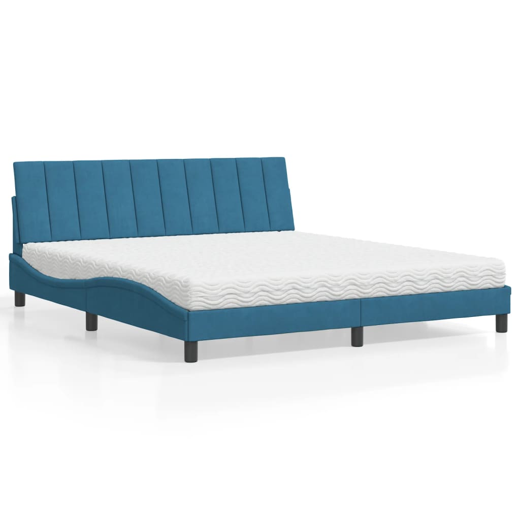 Letto con Materasso Blu 180x200 cm in Velluto 3208614