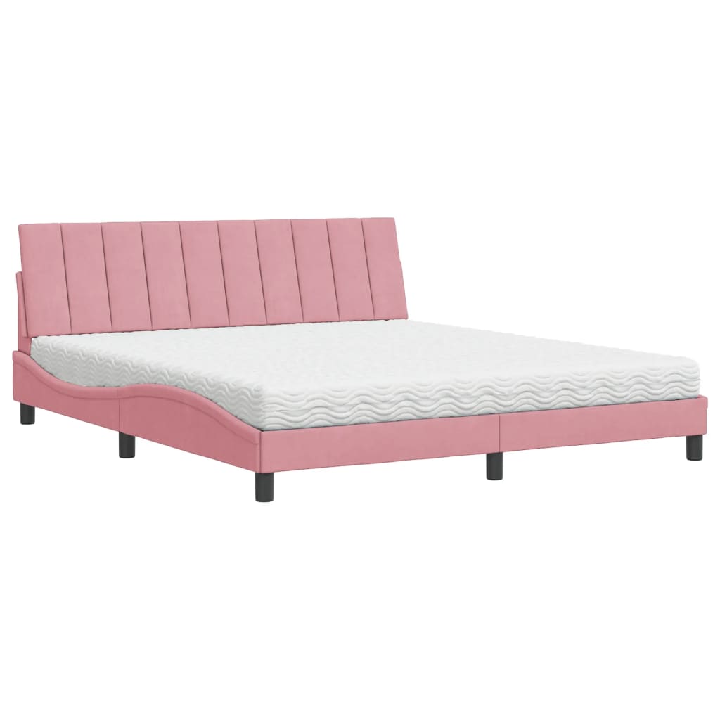 Letto con Materasso Rosa 180x200 cm in Velluto 3208615