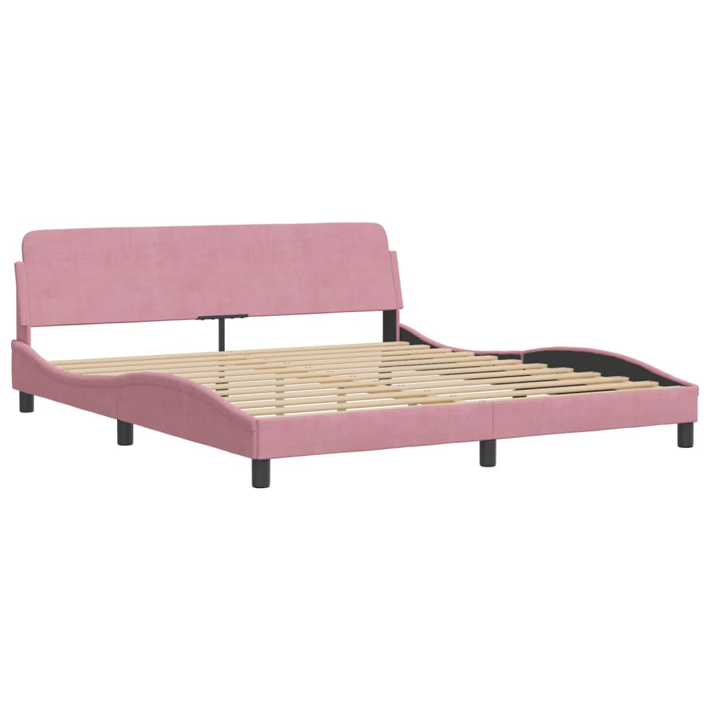 Letto con Materasso Rosa 180x200 cm in Velluto 3208615