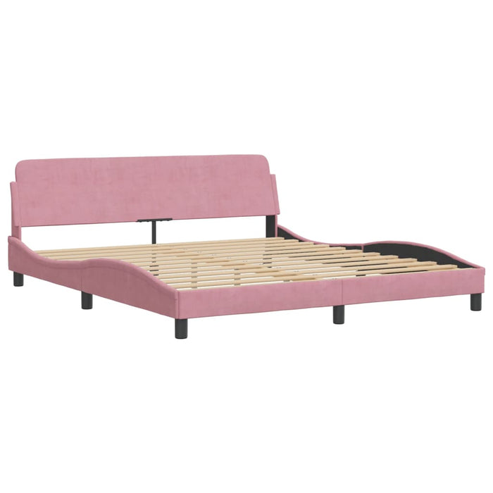 Letto con Materasso Rosa 180x200 cm in Velluto 3208615