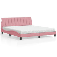 Letto con Materasso Rosa 180x200 cm in Velluto 3208615