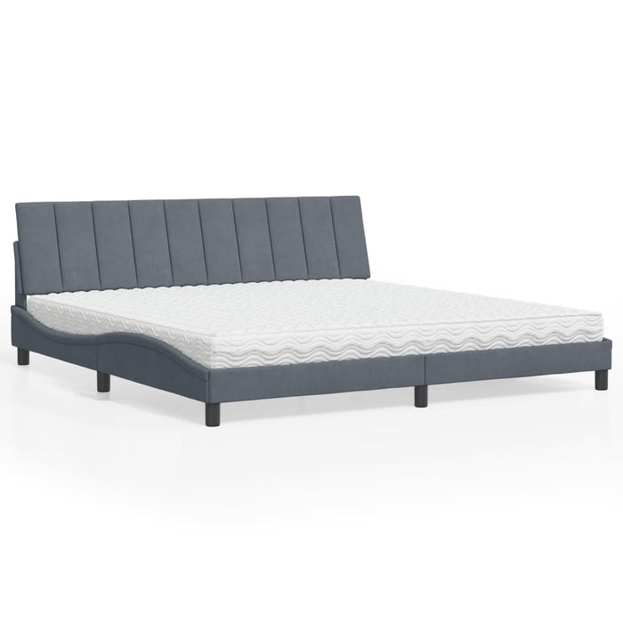 Letto con Materasso Grigio Scuro 200x200 cm Velluto 3208617