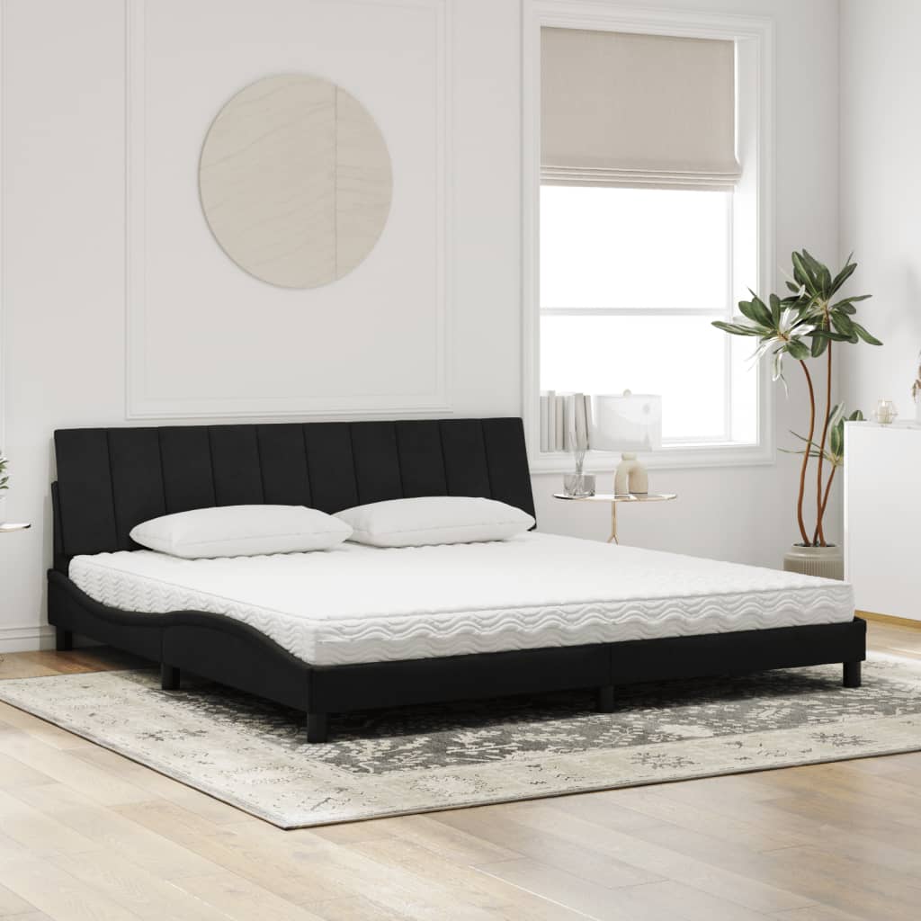 Letto con Materasso Nero 200x200 cm in Velluto 3208618