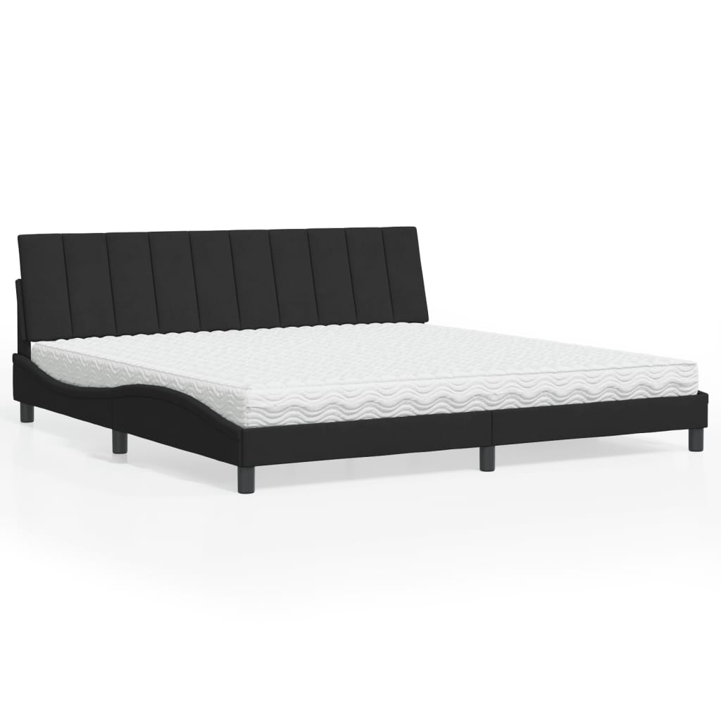 Letto con Materasso Nero 200x200 cm in Velluto 3208618