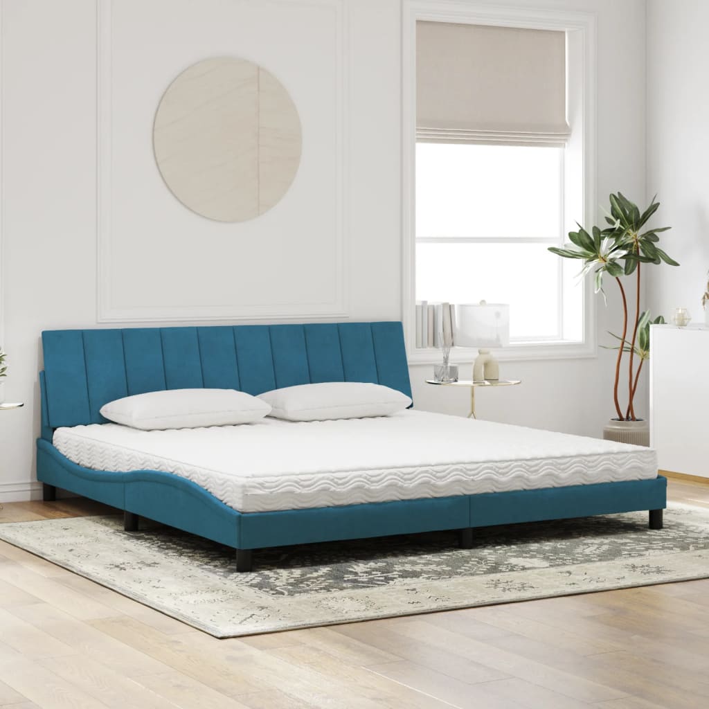 Letto con Materasso Blu 200x200 cm Velluto 3208620